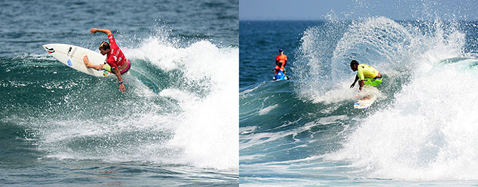 Demostrando su poderoso surf de riel a riel, el sudafricano Greg Emslie y el hawaiano Sunny Garcia llegaron a la Final de Masters. Foto: ISA/ Michael Tweddle