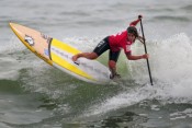 Local favorite, Brissa Malaga from Peru, was one of today’s standouts in Women SUP Surfing. Photo: ISA/Tweddle