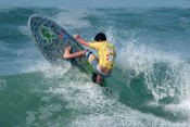 El estadounidense Sean Poynter fue el destacado del día en Surfing SUP Hombres, al obtener un puntaje de ola de 9.17 y un puntaje total de Serie con 16.27. Foto: ISA/Gonzales